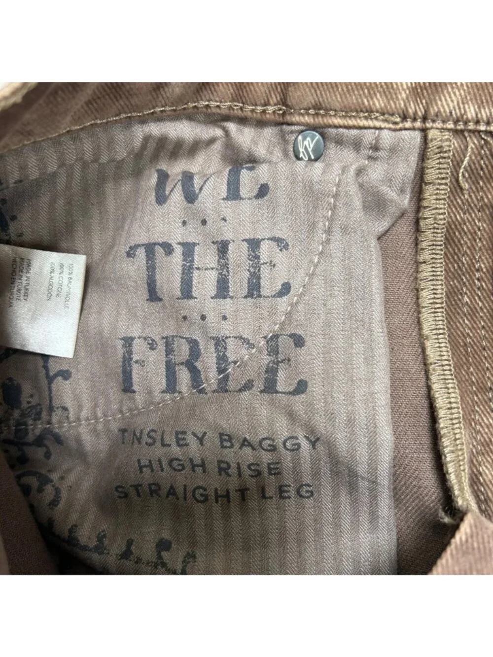 Free People We The Free Tinsley Baggy High Rise Straight Leg 25 Brown